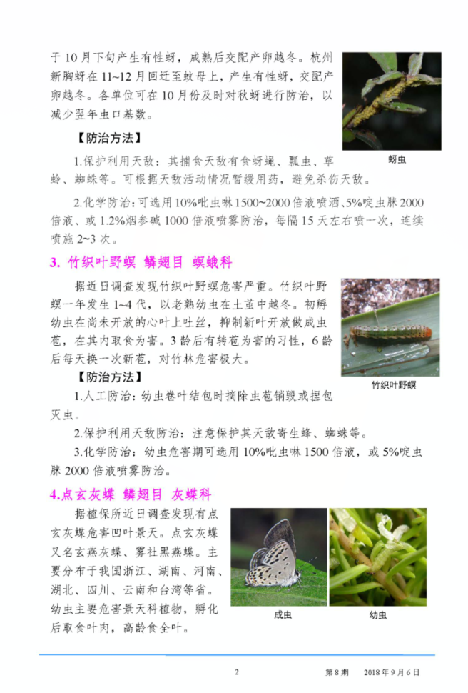 园林病虫害预测预报（2018年第8期）
