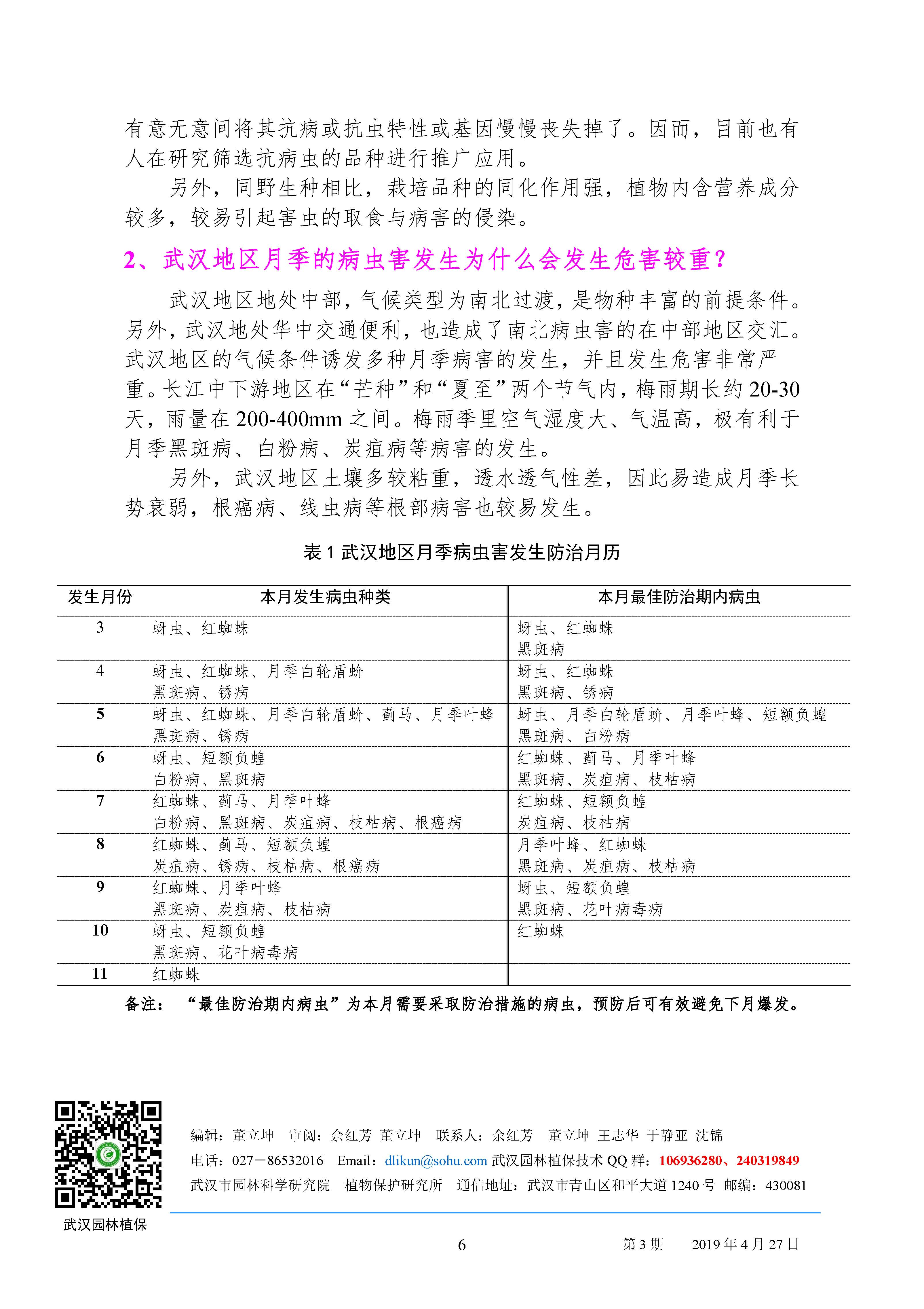 武汉园林病虫害预测预报2019年第3期